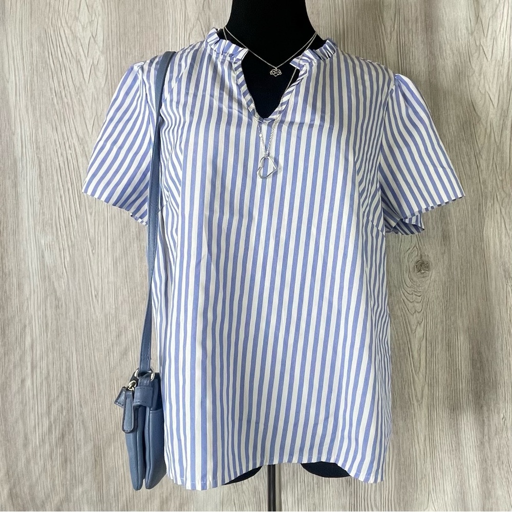 SHEIN Curve Blue & White striped blouse, size 1 XL